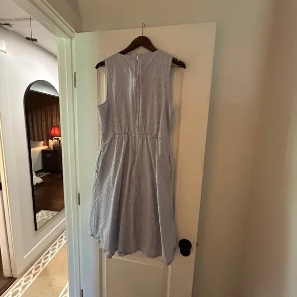 J. Crew Blue and White Striped Midi Dress - Picture 4 of 8